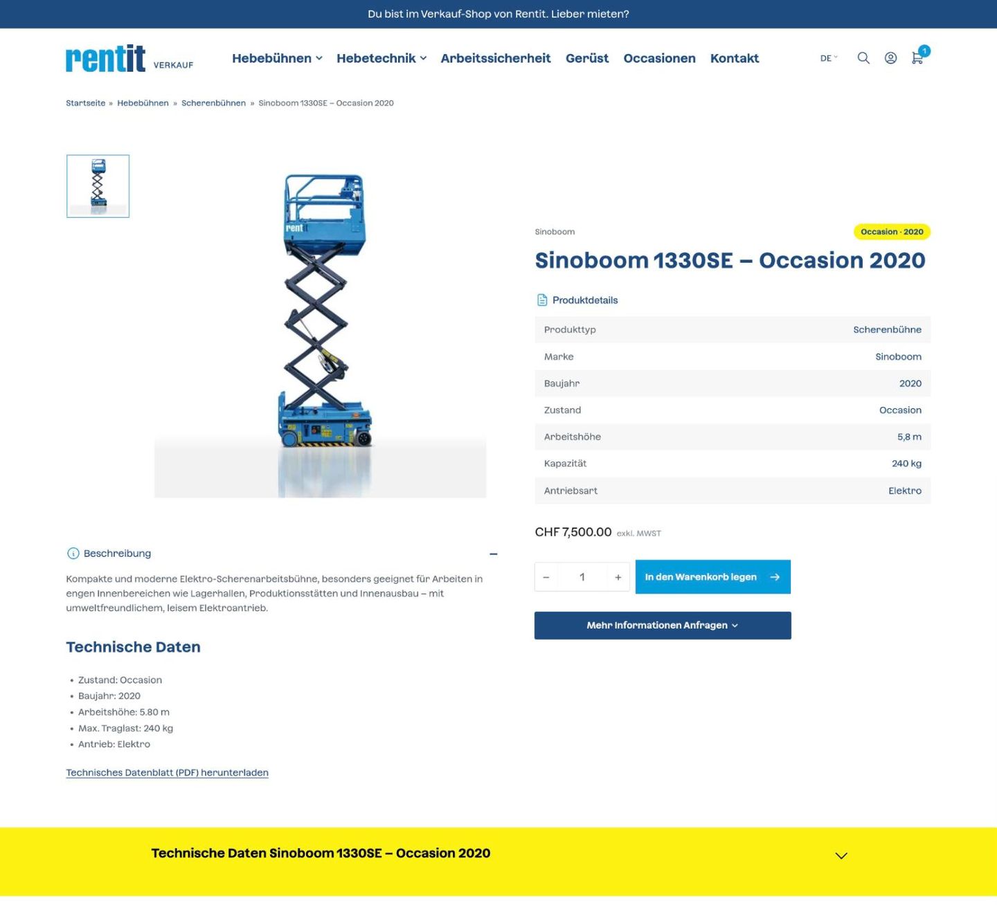 Produktseite: Datenblatt, Preis, Beschreibung und technische Daten